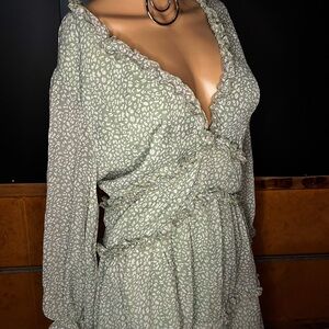 Sage green leopard dress